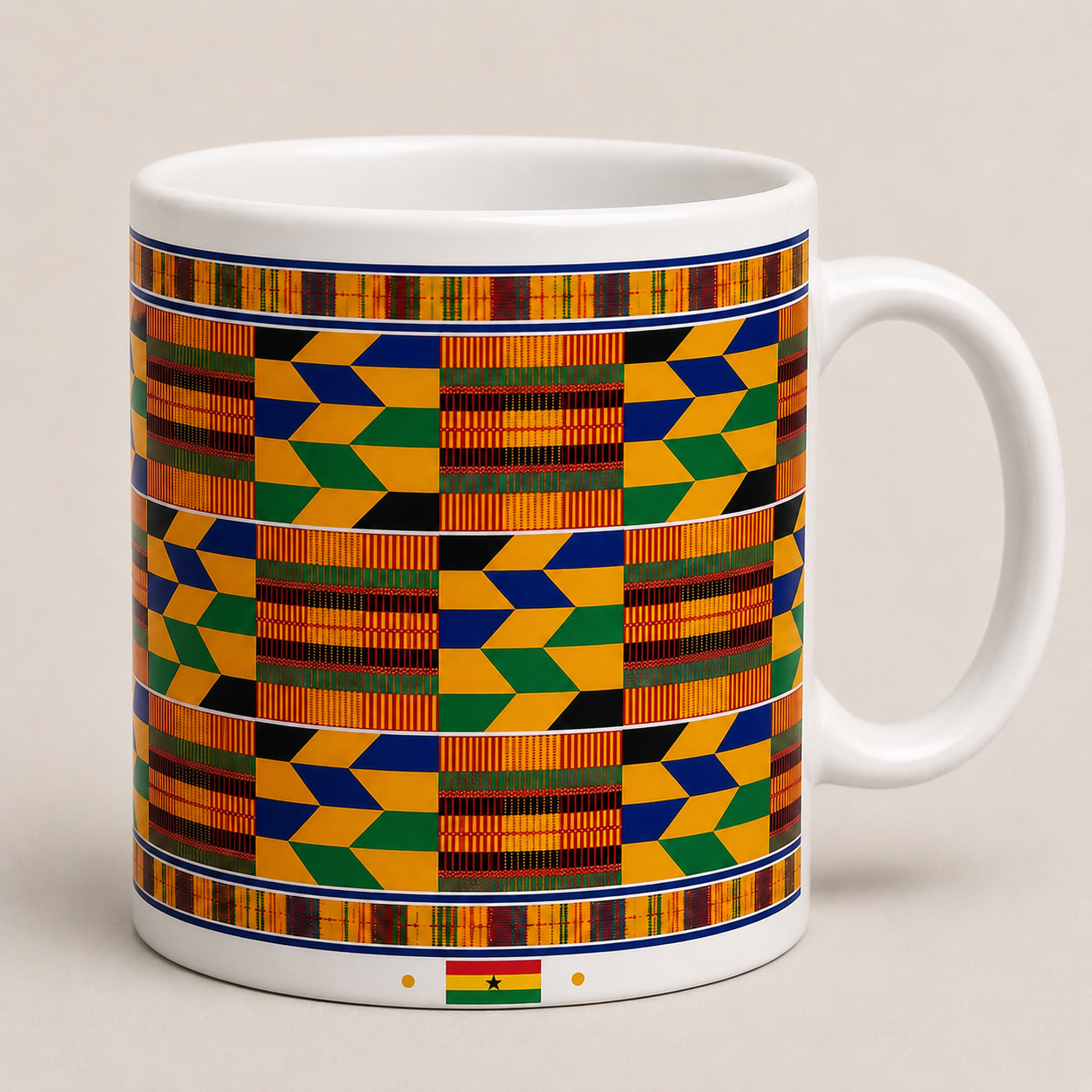 Mug Kente du Ghana – Blanc