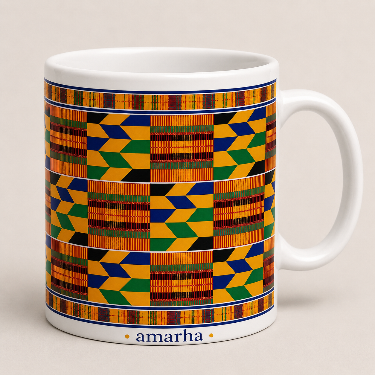 Mug Kente du Ghana – Blanc